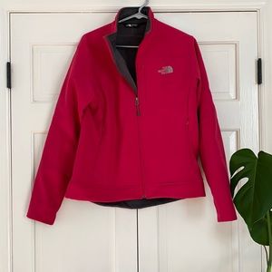 The North Face dark pink soft shell jacket in size large lined full zip pockets
